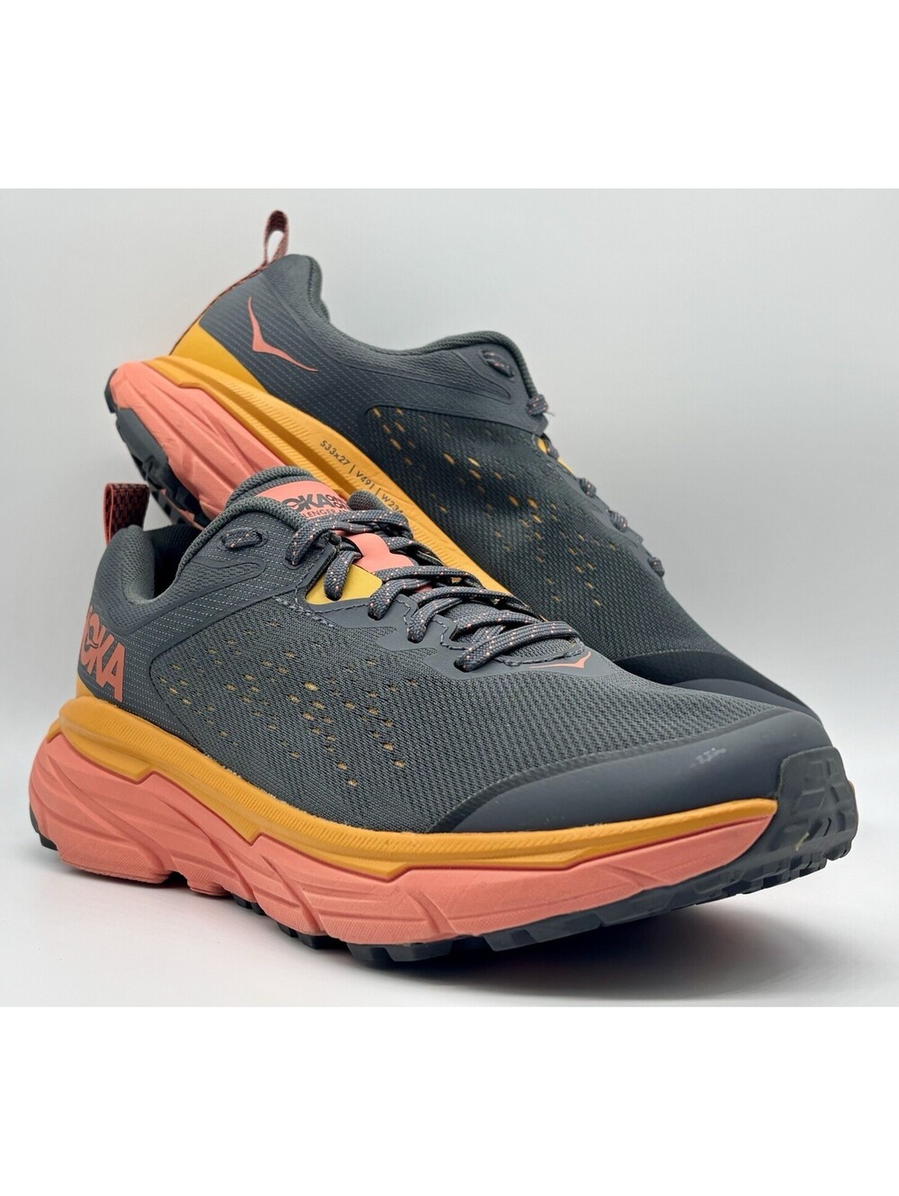 HOKA Challenger ATR 6 Women’s 9.5 WIDE Gray Coral Trail Running Shoes 1106514